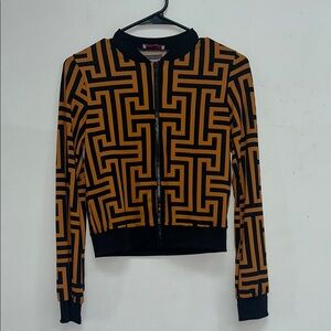 Geometric Patterned Jacket - Black and Orange